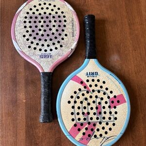 Wilson True Grit Paddle Racket Set— Pink & Light Blue Accents